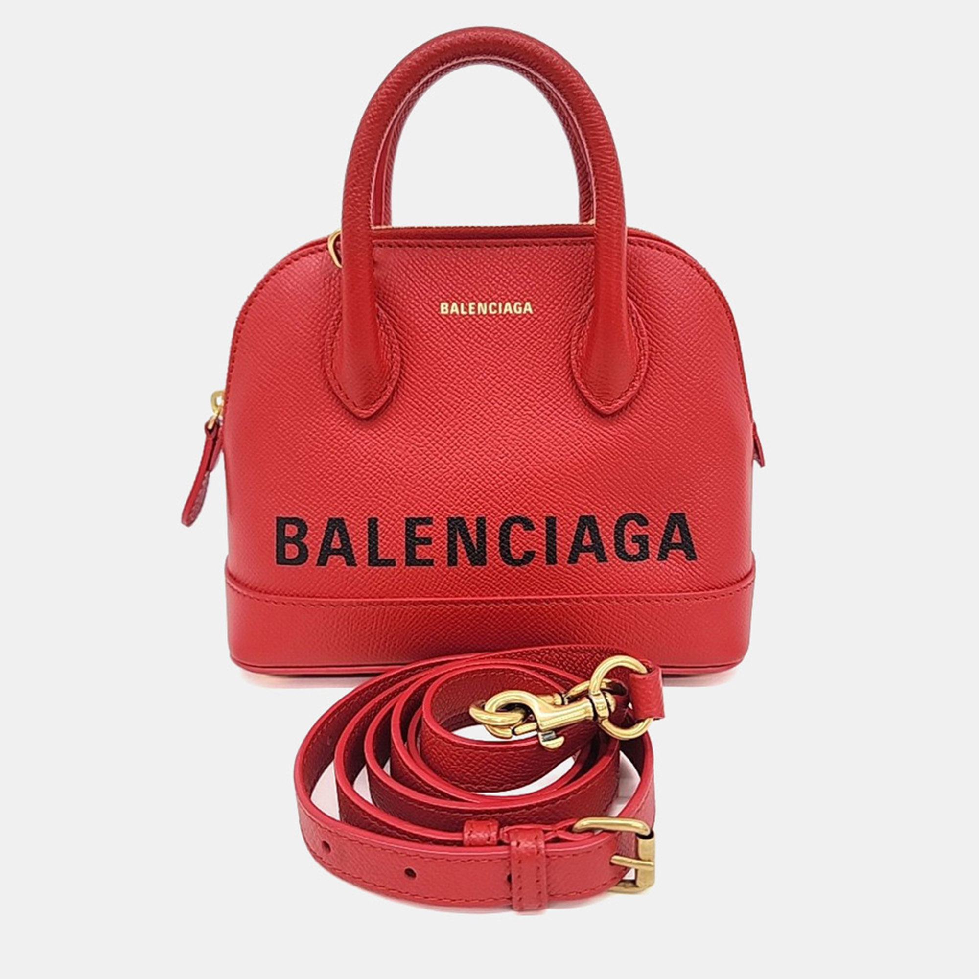 

Balenciaga Red Leather Bill Top Handle Bag