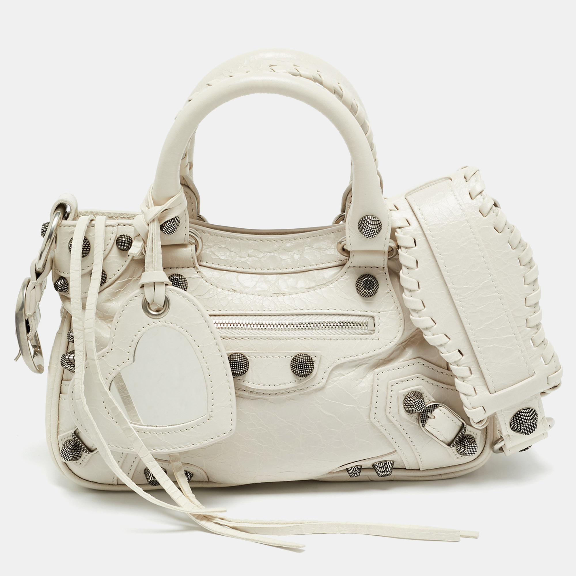 

Balenciaga Neo Cagole City  Off White Crackled Leather Bag