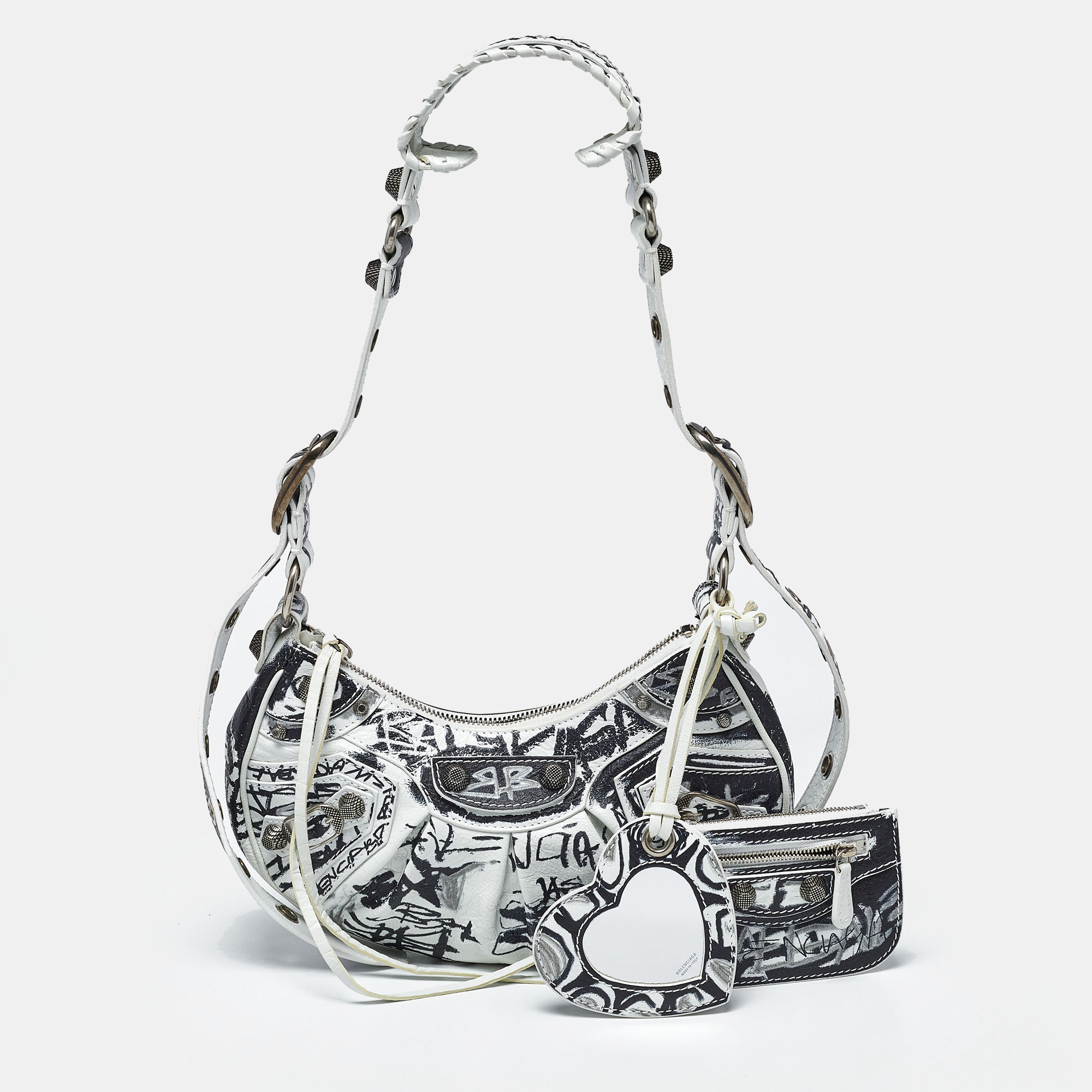 

Balenciaga Graffiti Le Cagole  White Leather Shoulder Bag