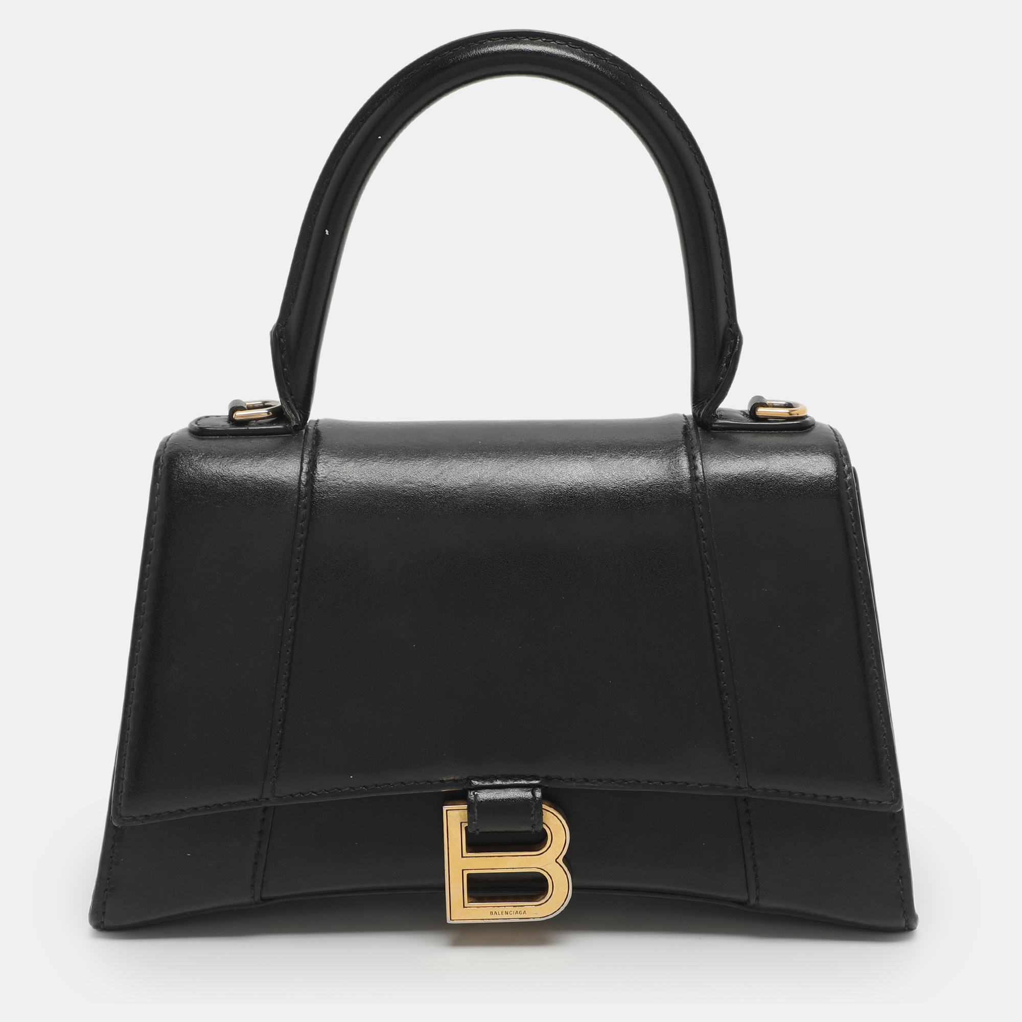 

Balenciaga Hourglass  Black Leather Top Handle Bag