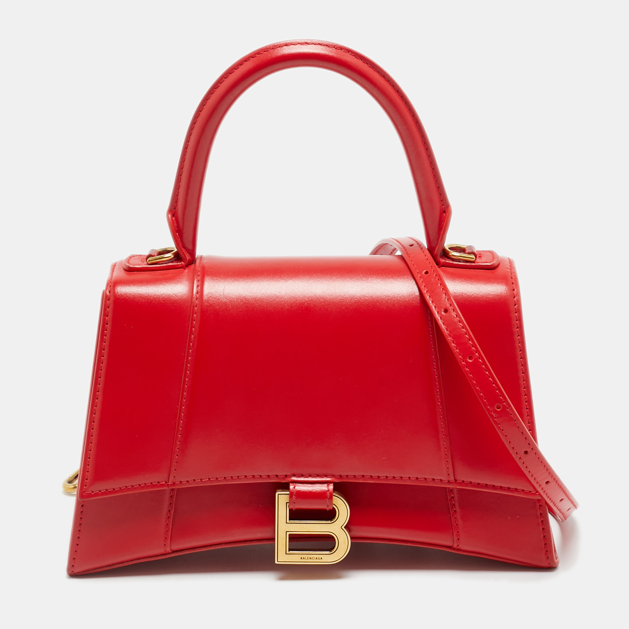 

Balenciaga Hourglass  Red Leather Top Handle Bag