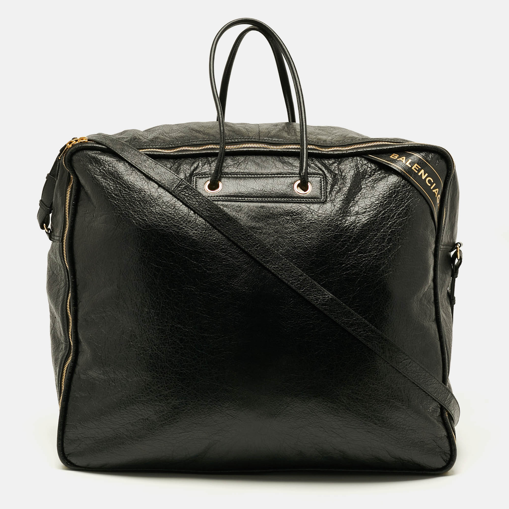 

Balenciaga Blanket Square  Black Leather Bag