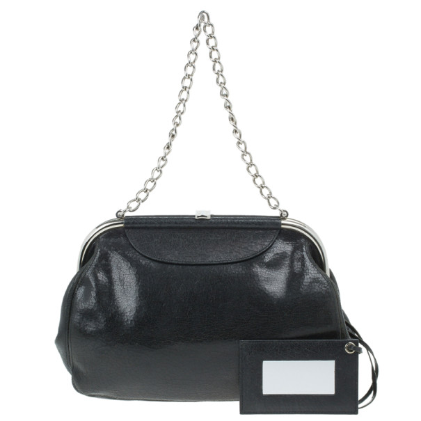 Pre Owned Balenciaga Black Leather Frame Bag
