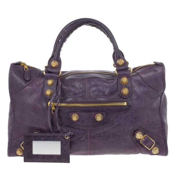 مملوكة مسبقًا Balenciaga Purple Lambskin Giant Work