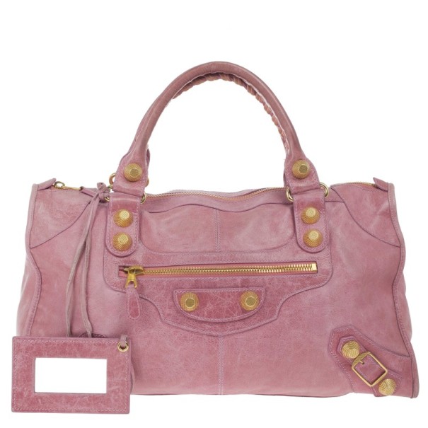 Pre Owned Balenciaga Pink Lambskin Giant Work