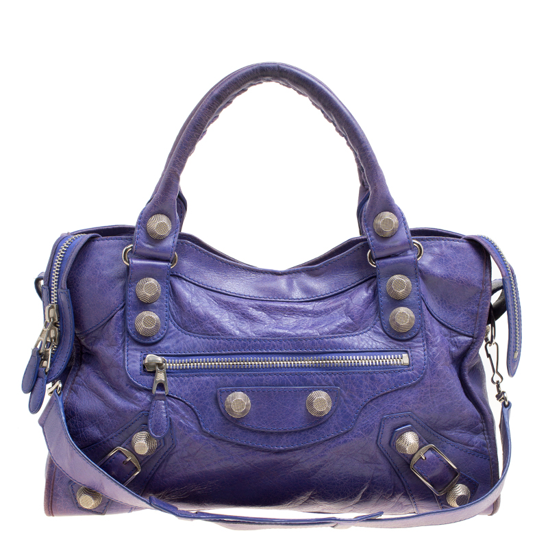 Pre Owned Balenciaga Lavander Leather Classic City Top Handle Bag