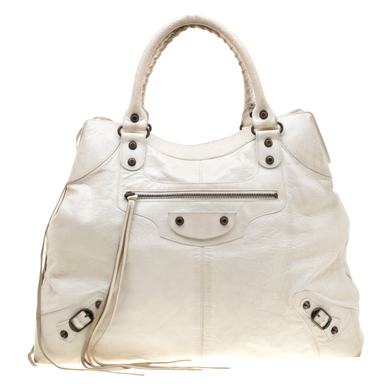 Balenciaga Off White Lambskin Leather GSH Brief Tote Balenciaga | TLC