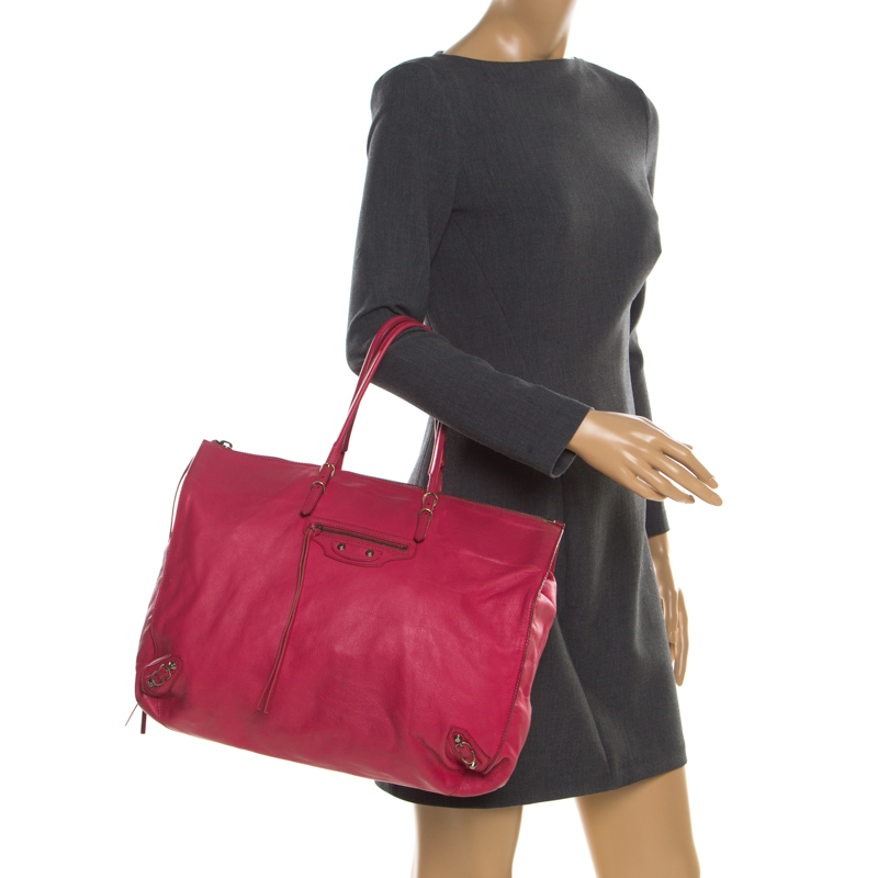 

Balenciaga Dark Pink Leather Papier A4 Tote