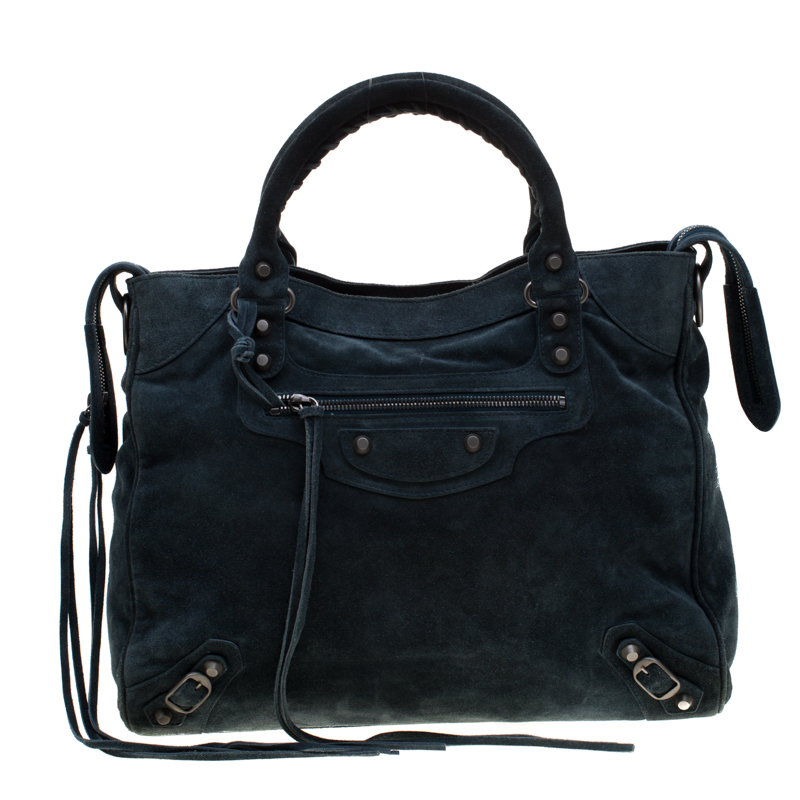 Pre Owned Balenciaga Arctique Suede Baby Daim Velo Tote