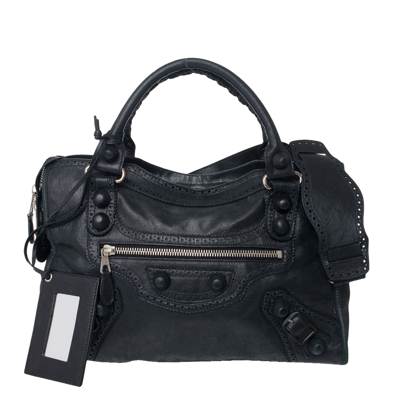 Pre-owned Balenciaga Black Leather Covered Giant City Bag