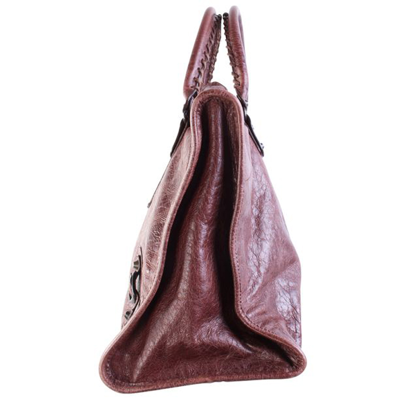 

Balenciaga Castagna Leather Motorcycle City Bag, Brown