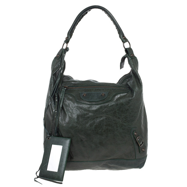 Pre Owned Balenciaga Green Lambskin Classic Day