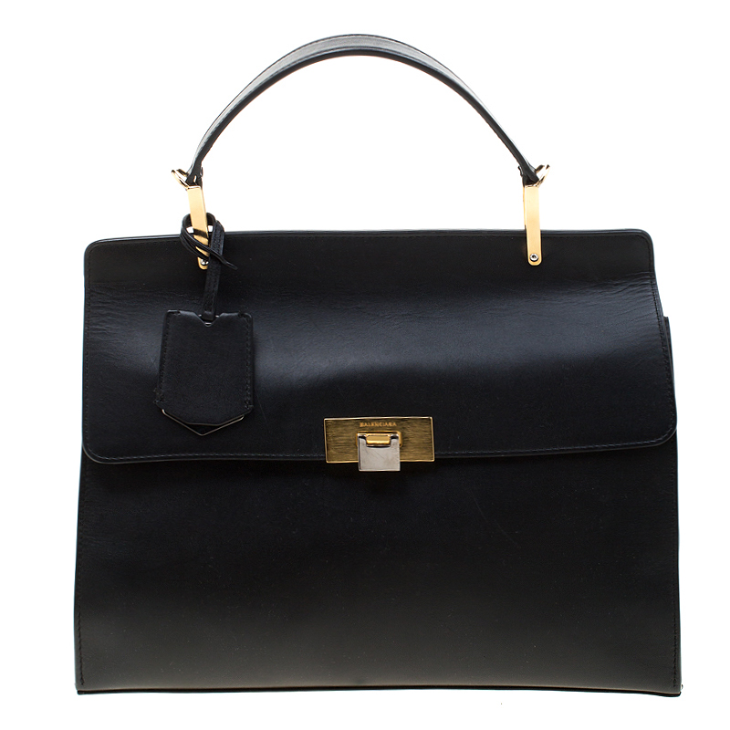 مملوكة مسبقًا حقيبة بالنسياغا يد علوية لو ديكس كارتابل جلد سوداء