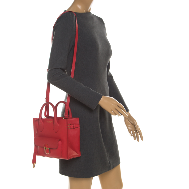 

Balenciaga Red Leather Padlock Mini All Afternoon Tote