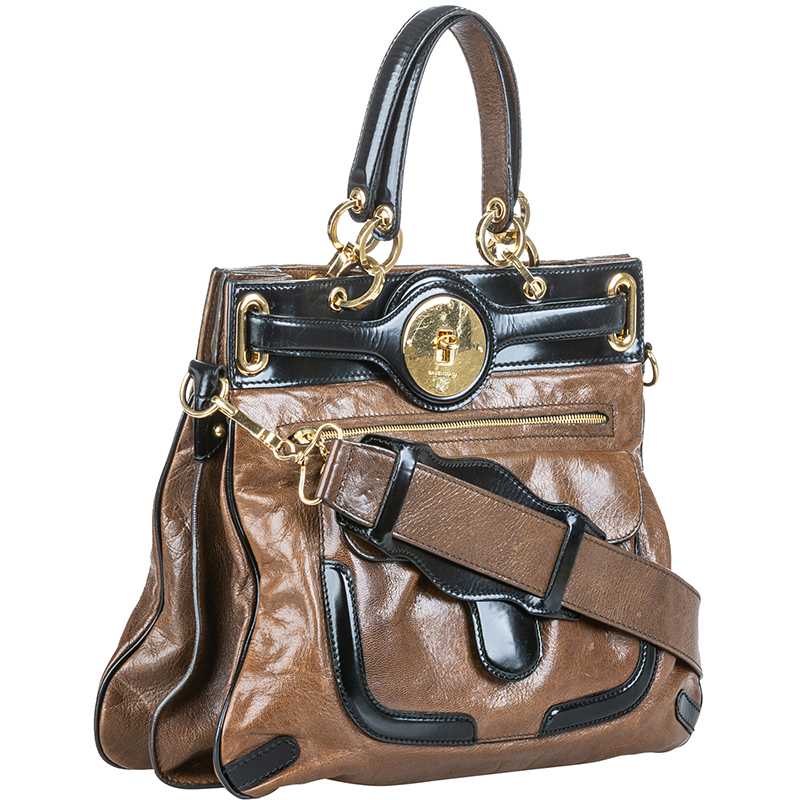 

Balenciaga Brown/Black Leather Moon Satchel