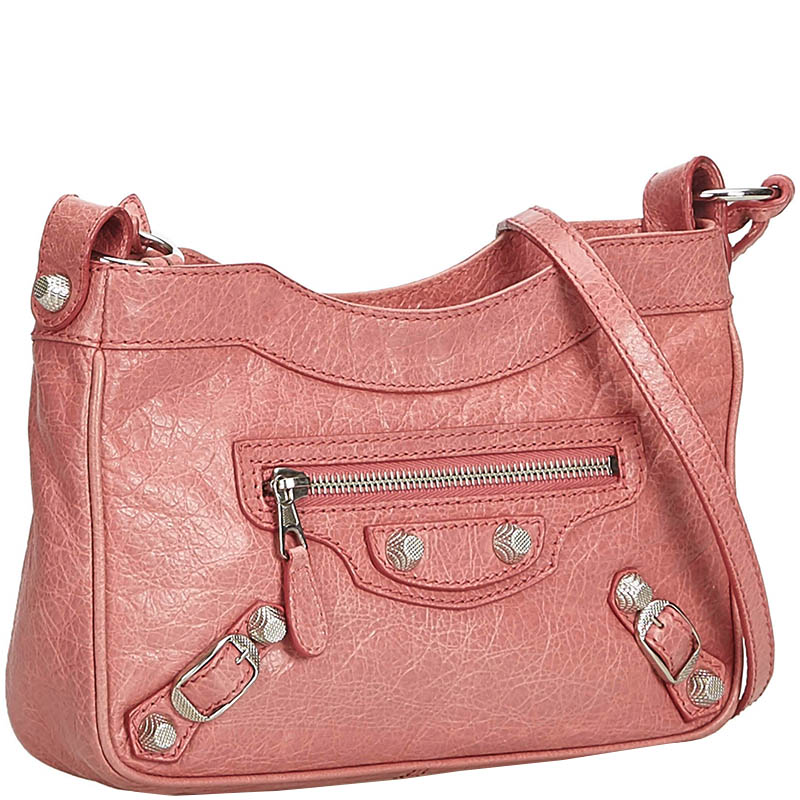 

Balenciaga Pink Lambskin Leather Motocross Giant 12 Hip Bag