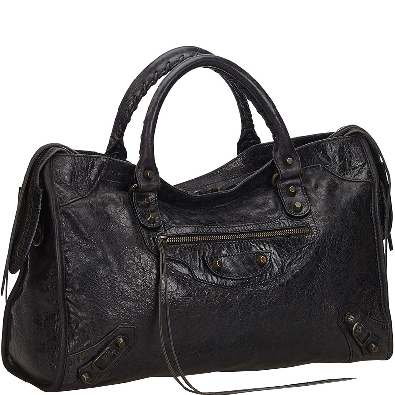 

Balenciaga Black Leather Motocross City Bag