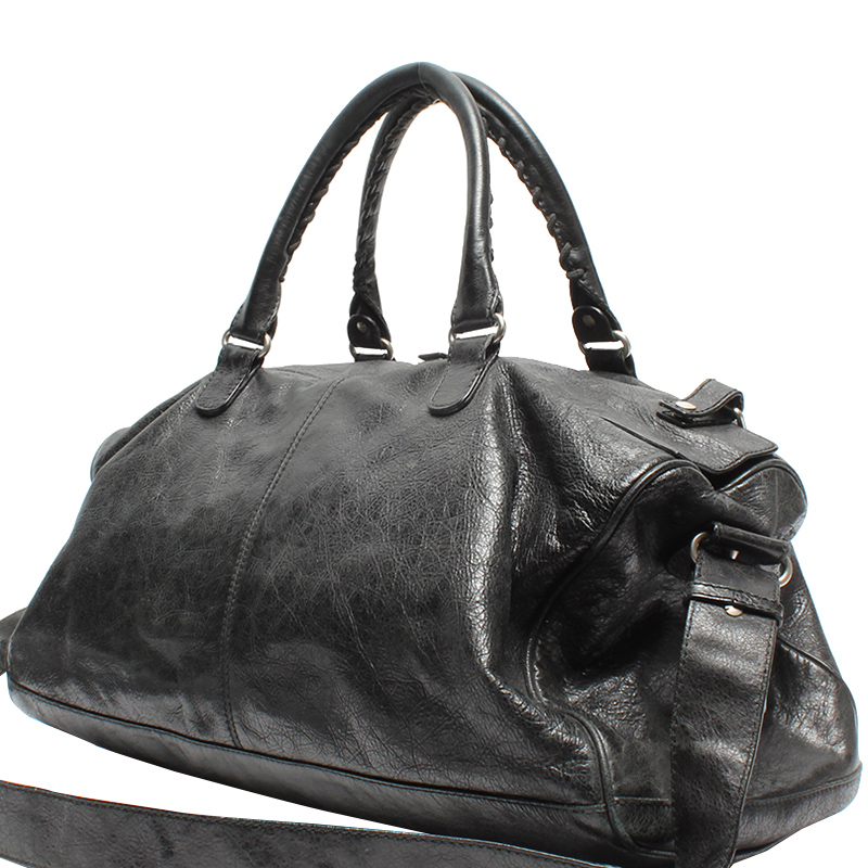 

Balenciaga Black Lambskin Leather Squash Boston Bag