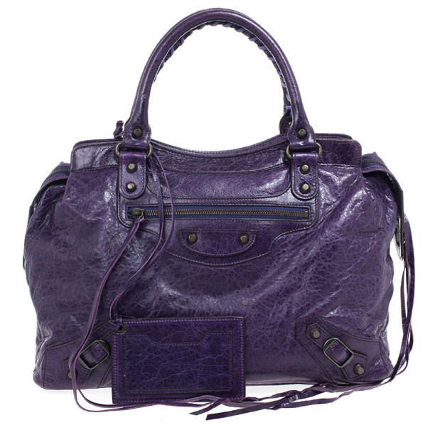 Balenciaga Violet Leather Step Bag