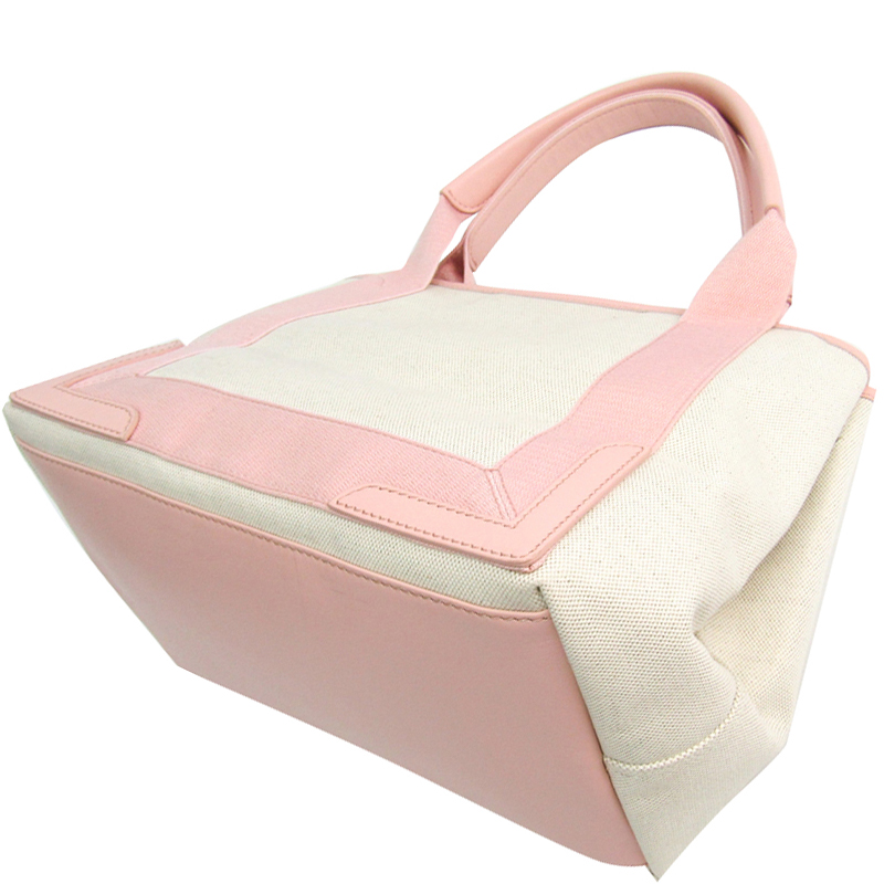 

Balenciaga Pink/Ivory Canvas Navy Cabas  Bag, Multicolor