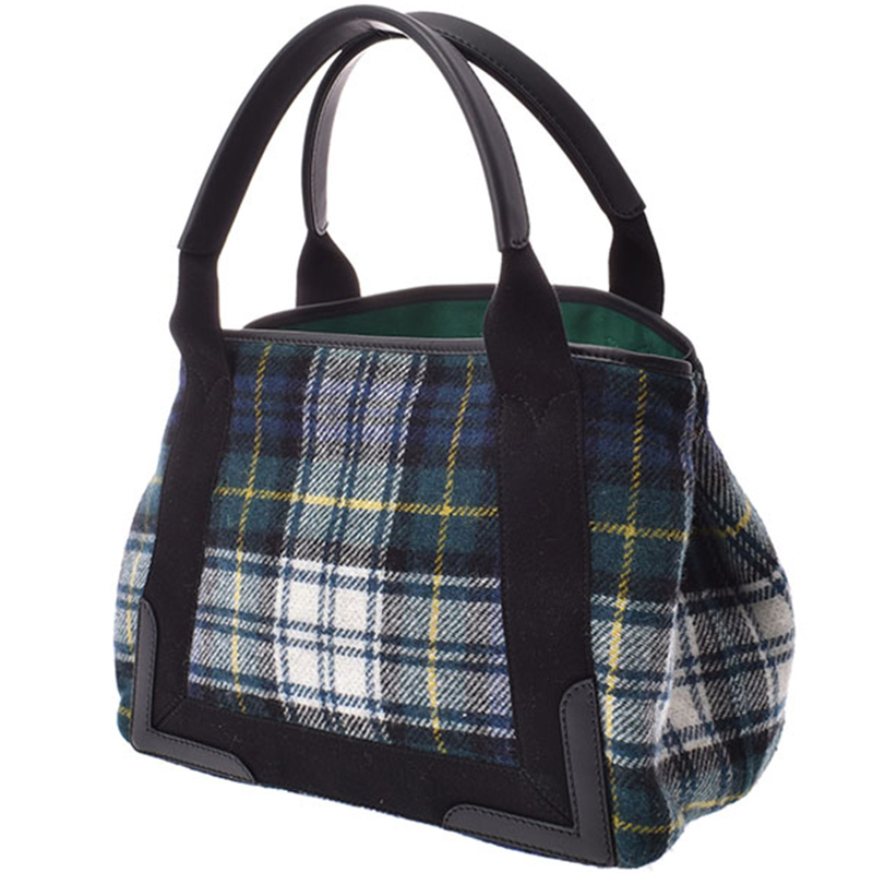 

Balenciaga Navy Blue Plaid Wool Check Shoulder Bag, Multicolor