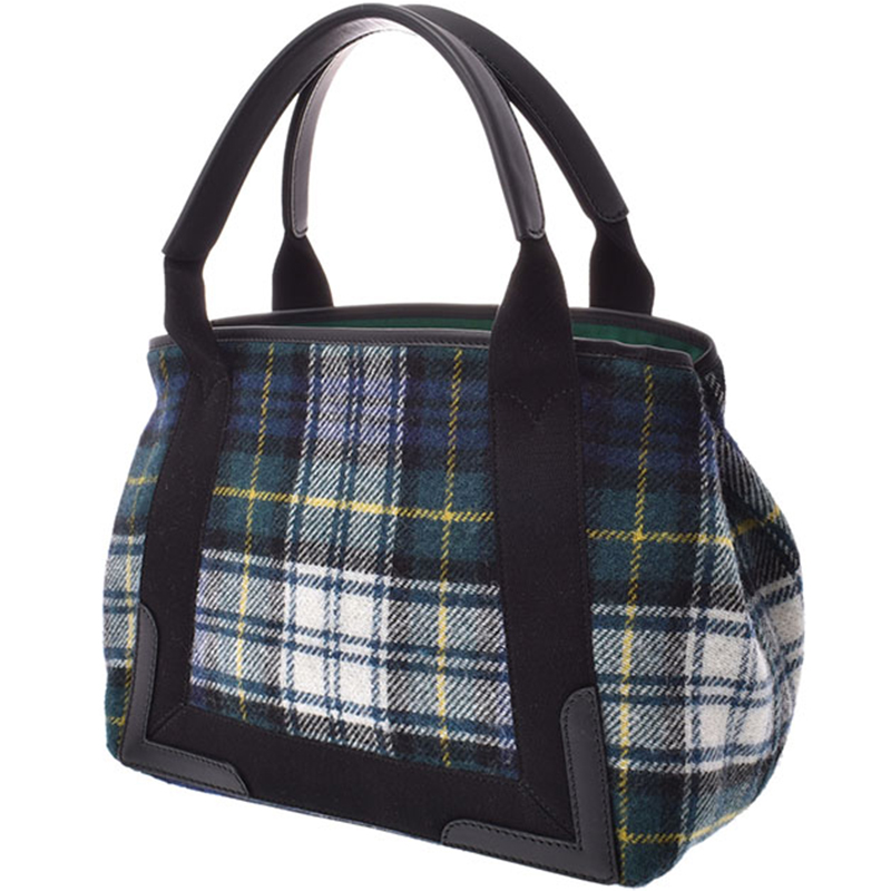 

Balenciaga Navy Blue Plaid Wool Check Shoulder Bag, Multicolor