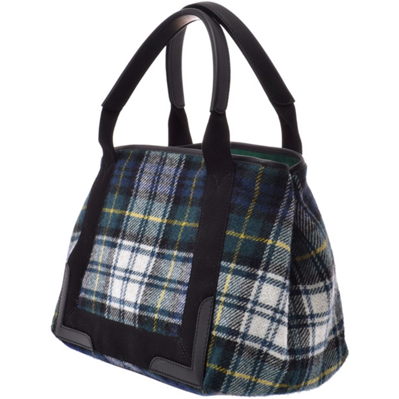 

Balenciaga Navy Blue Plaid Wool Check Shoulder Bag, Multicolor