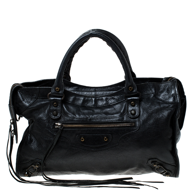 Balenciaga Black Leather GH City Bag