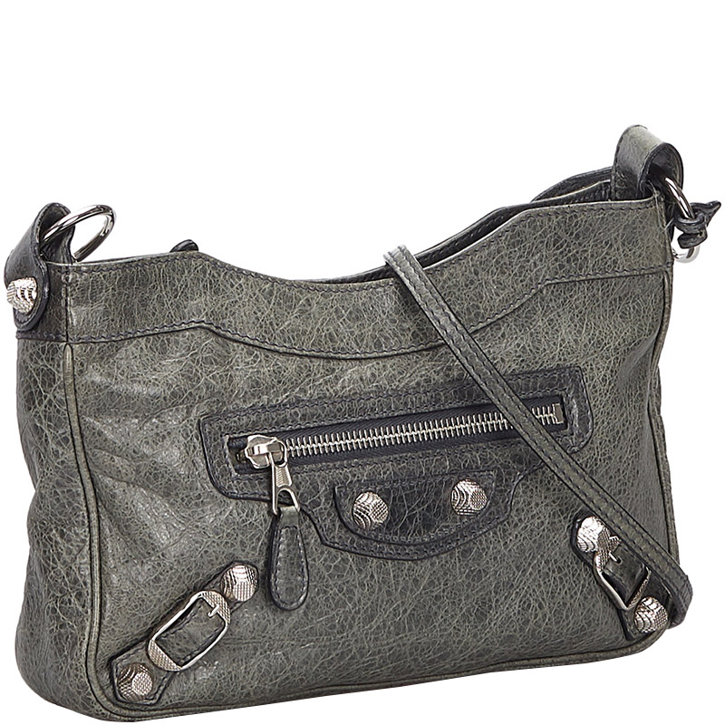 

Balenciaga Gray Leather Hip Giant Crossbody Bag, Grey