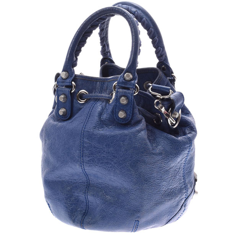 

Balenciaga Blue Leather Mini PomPon Bag