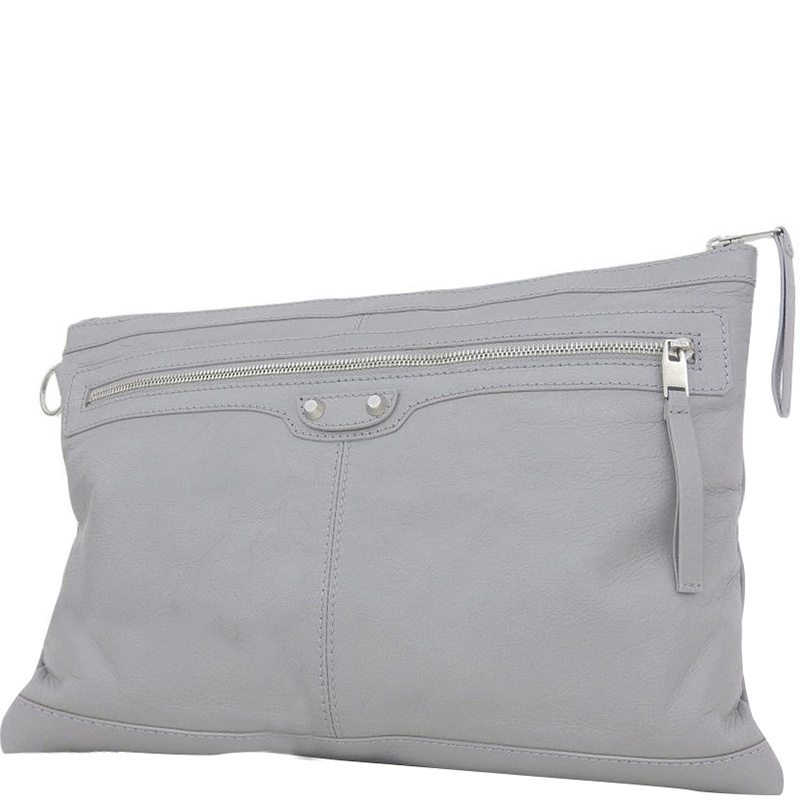 

Balenciaga Gray Leather City Clutch Bag, Grey