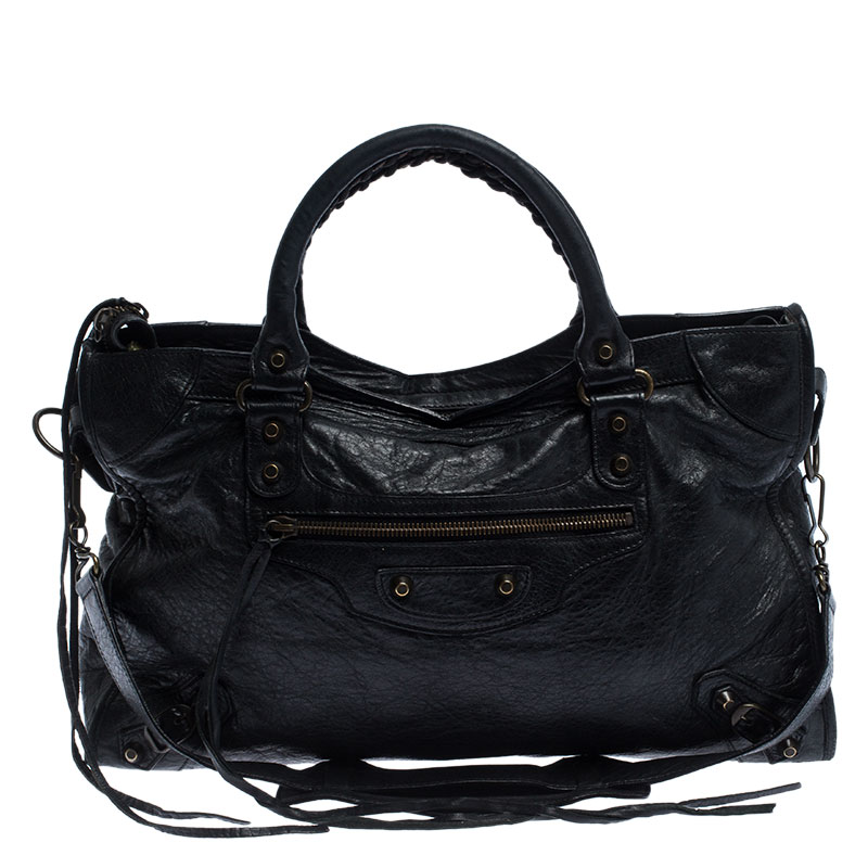 Pre Owned Balenciaga Black Leather Classic City Tote