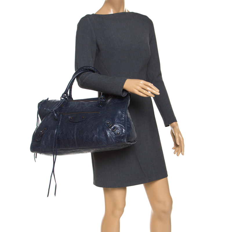 

Balenciaga Navy Blue Lambskin Leather Classic RGH Work Bag