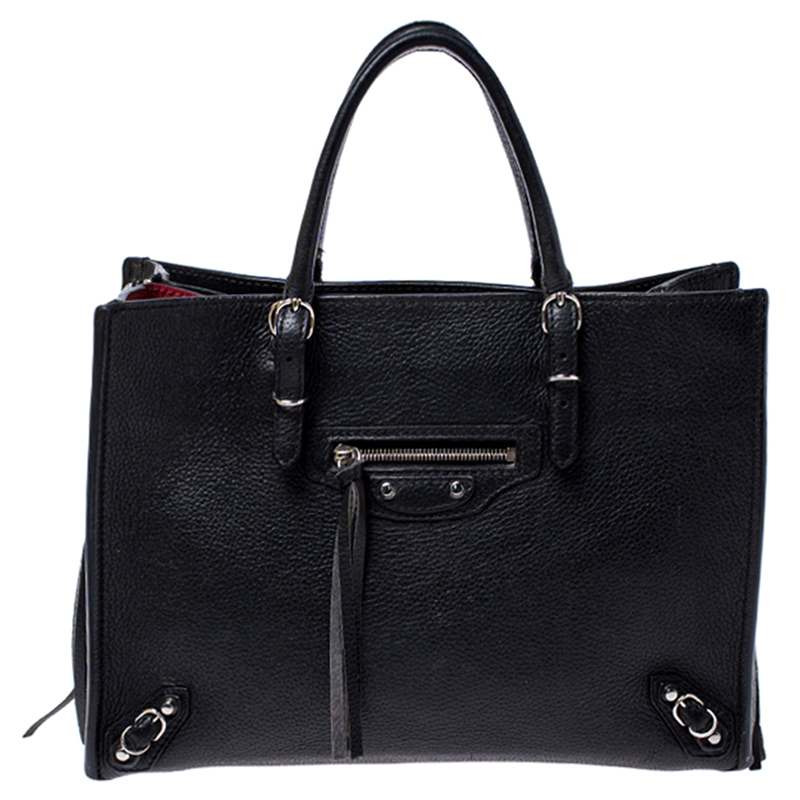 مملوكة مسبقًا Balenciaga Black Leather Mini Paper Tote