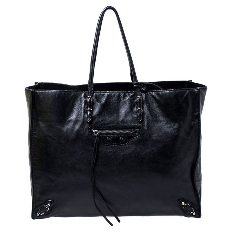 Pre Owned حقيبة يد بالنسياغا بابيه A4 جلد سوداء