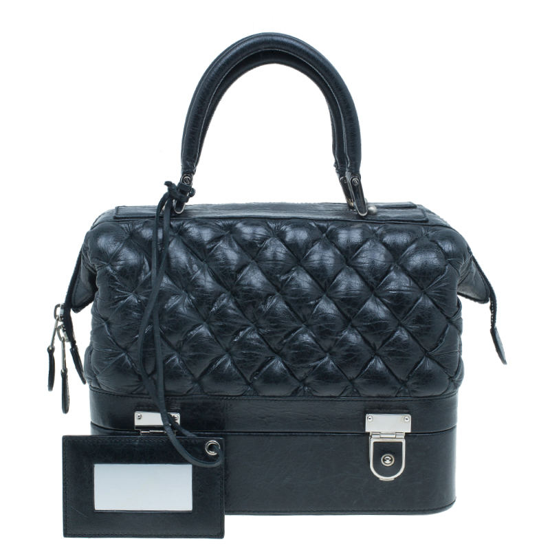 Pre Owned Balenciaga Black Quilted Matellase Leather Bag