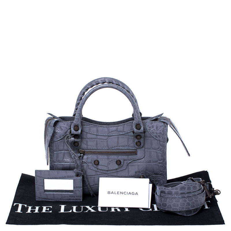 BALENCIAGA Paper mini Hand Bag Leather Gray 305572 Auth yk5630 Grey  ref.771158 - Joli Closet