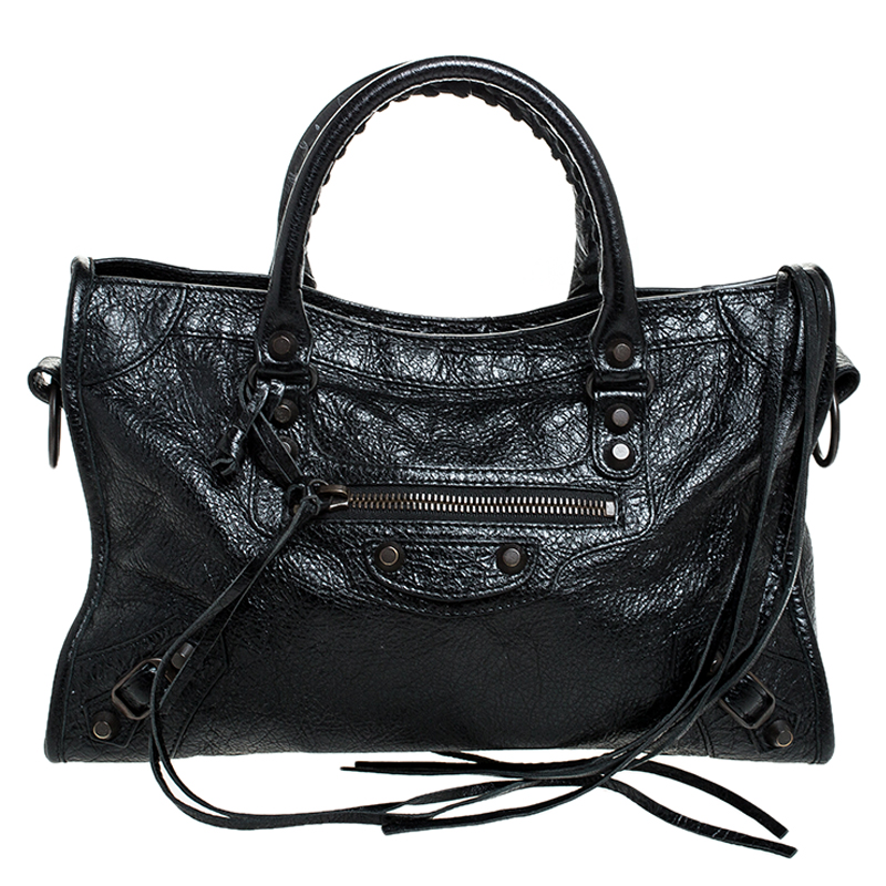 Pre Owned Balenciaga Black Leather Small Classic City Tote