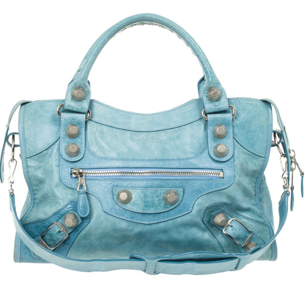 BALENCIAGA SAC BAG BAG VILLAS Blue Leather ref179462  Joli Closet
