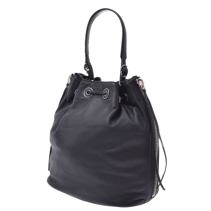 

Balenciaga Black Calfskin Leather Papier Plate Small Bucket Bag