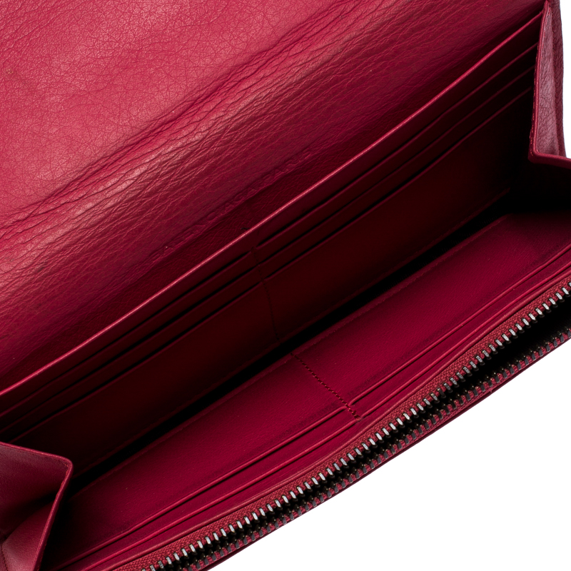 

Balenciaga Magenta Leather Classic Money Long Wallet, Pink