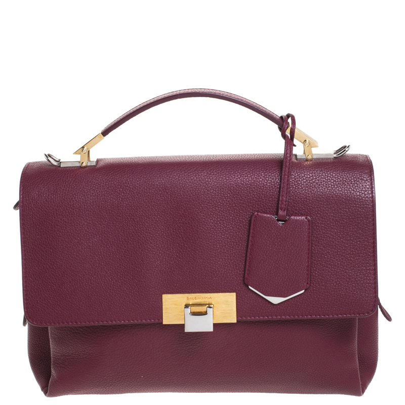 Balenciaga Burgundy Leather Le Dix Top Handle Bag Balenciaga | TLC