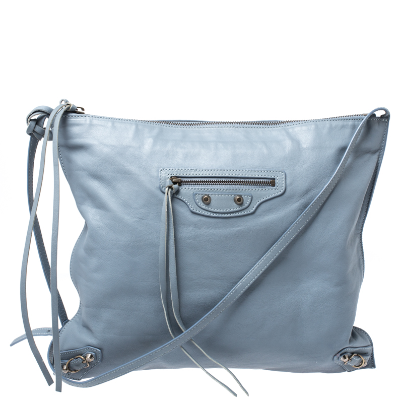 Balenciaga Blue Lambskin Leather Flat Crossbody Bag Balenciaga | The
