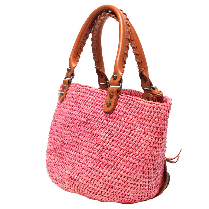 

Balenciaga Pink Straw Basket Bag