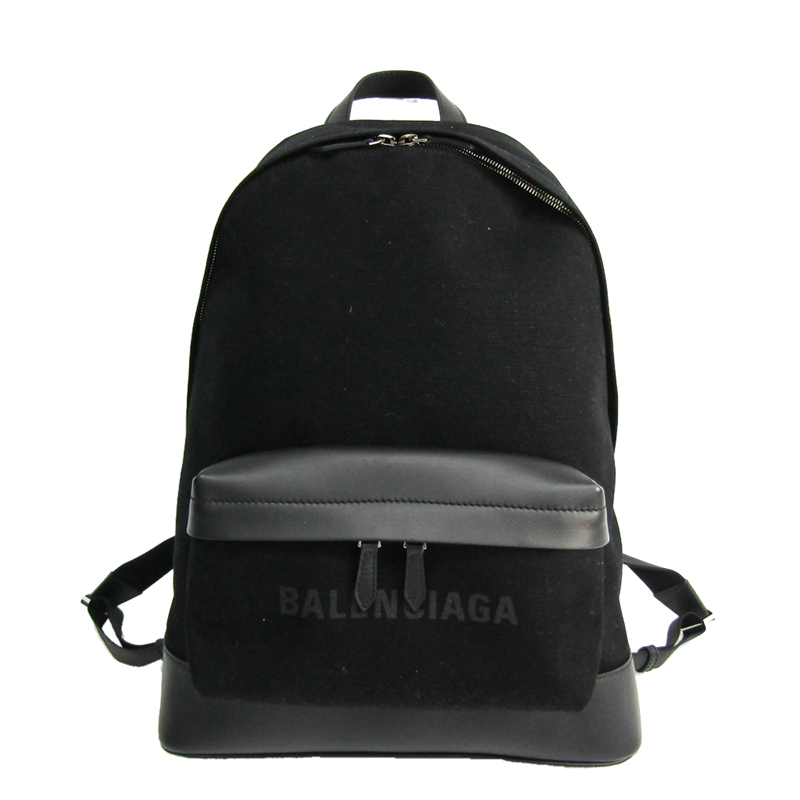 Pre-owned Balenciaga Black Canvas And Leather Navy Backpack