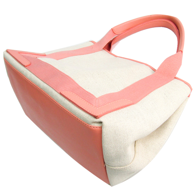 

Balenciaga Ivory/Pink Canvas Navy Cabas  Tote
