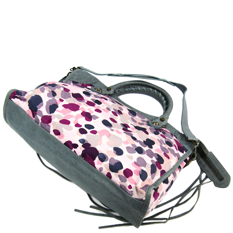 

Balenciaga Gray/Pink/Purple Leather And Nylonm City Bag, Grey