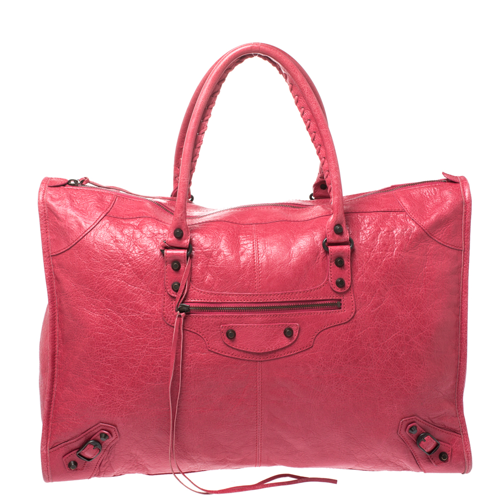 Pre-owned Balenciaga Red Leather Rh Classic Weekender