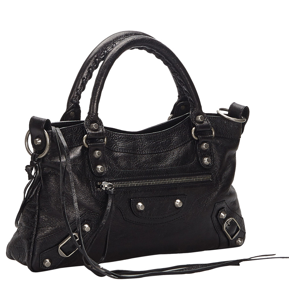 

Balenciaga Black Leather Motocross Classic First Satchel
