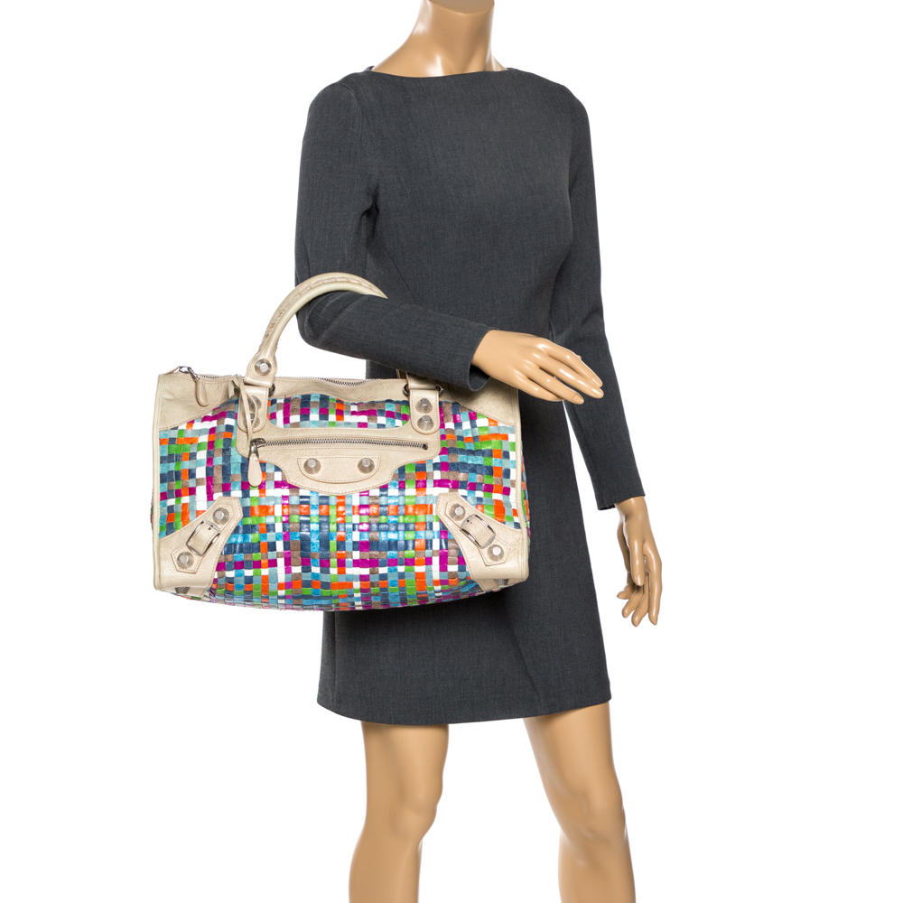 

Balenciaga Multicolor Woven Leather GSH Work Tote
